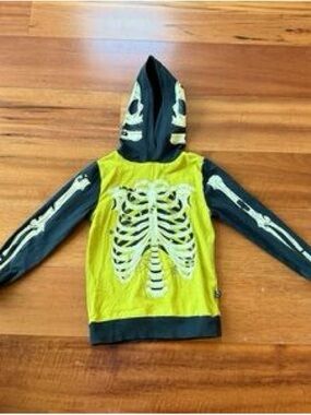 Rags to Raches Yellow and Black Skeleton Hoodie for Kids